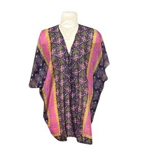 Natural Life Tribal Geometric Kimono Swim Cover Up Lightweight Purple/Pink OS‎